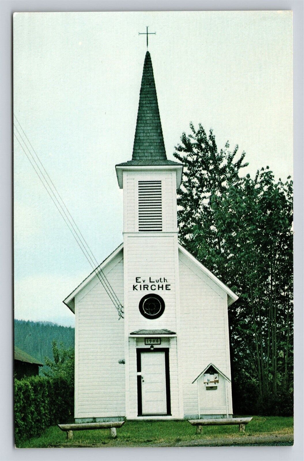 Elbe Washington WA Lutheran Church Evangelical Vintage Postcard