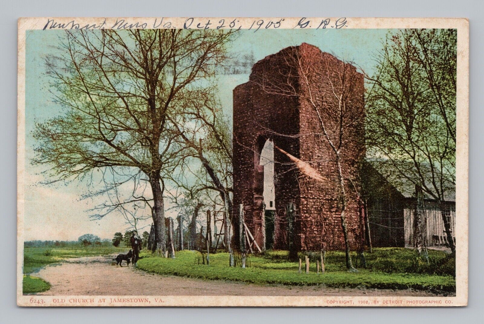Postcard UDB Old Church at Jamestown Virginia c1905