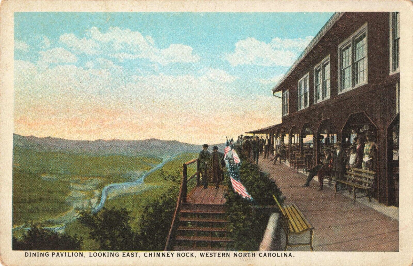Dining Pavilion Looking East Chimney Rock North Carolina NC c1920 Postcard