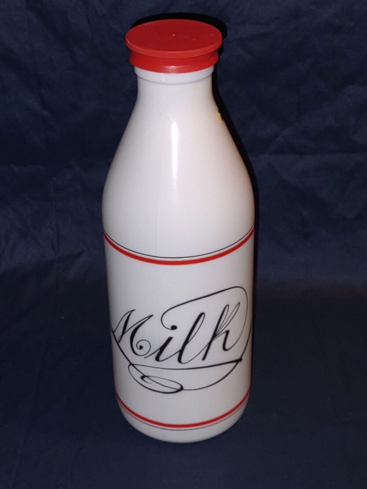 Egizia White Glass Milk Bottle Scripted Letters Farm Barn Home Dairy Decor Vtg