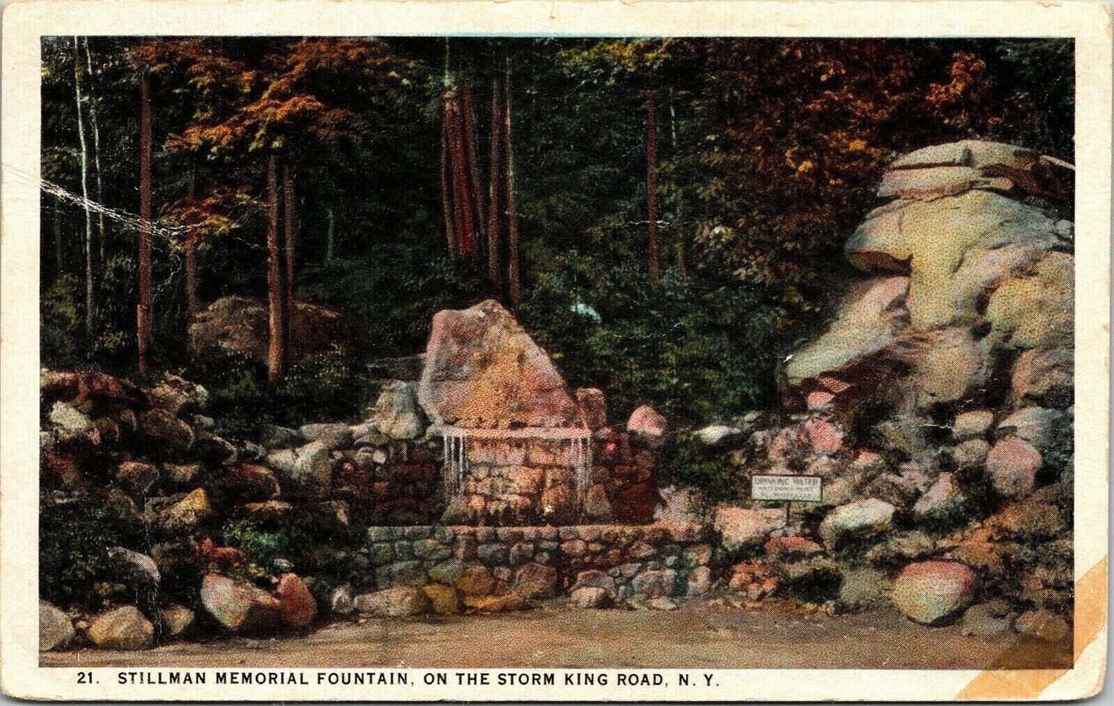 Stillman Memorial Fountain Storm King Rd New York NY WB Postcard PM Kingston WOB