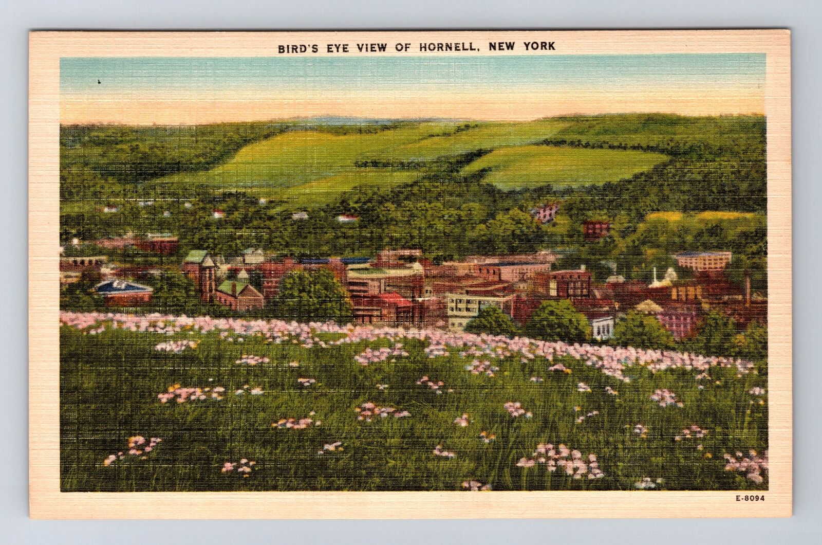 Hornell NY-New York, Aerial Of Town Area, Antique, Vintage Postcard