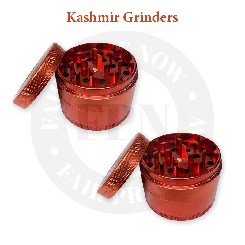 Kashmir Aluminum Crusher Red 4 Pieces Herb Spices Tobacco Grinders Pack of 2