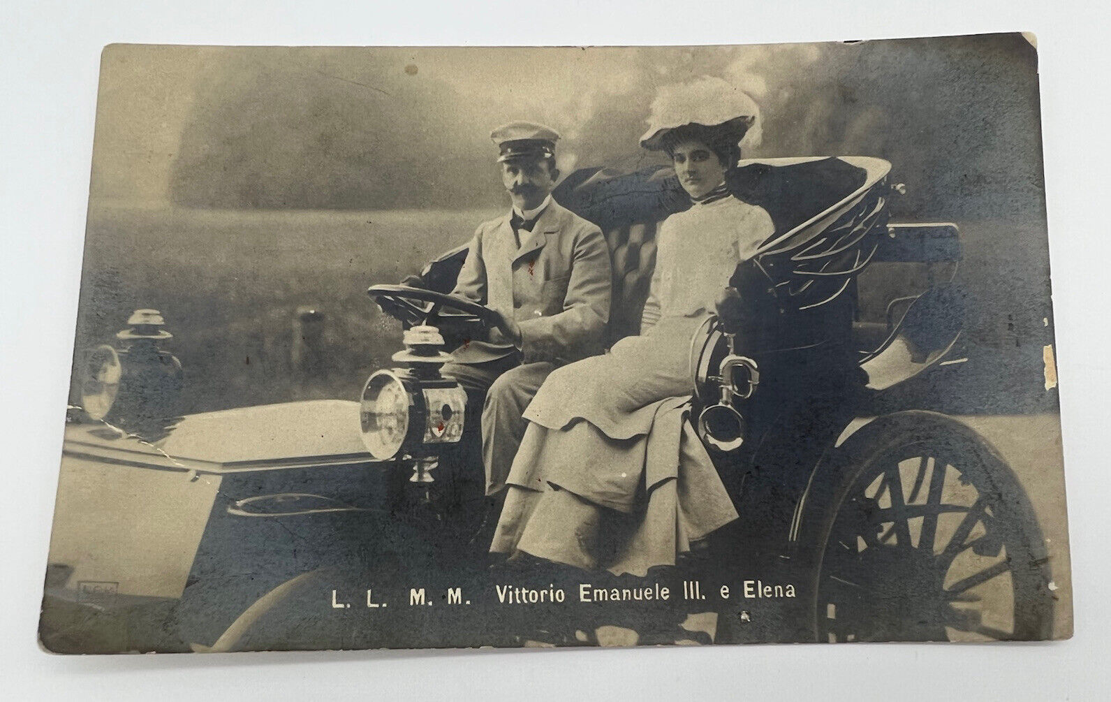 King Victor Emmanuel III & Queen Elena of Italy Early 1900s Antique Car PC