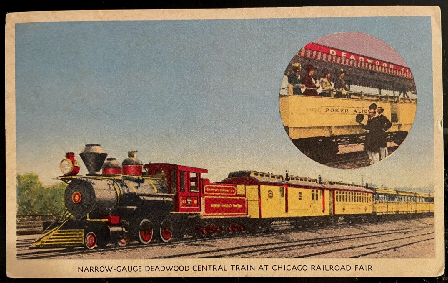 Vintage Postcard 1948 Deadwood Central Train, Railroad Fair, Chicago, Illinois