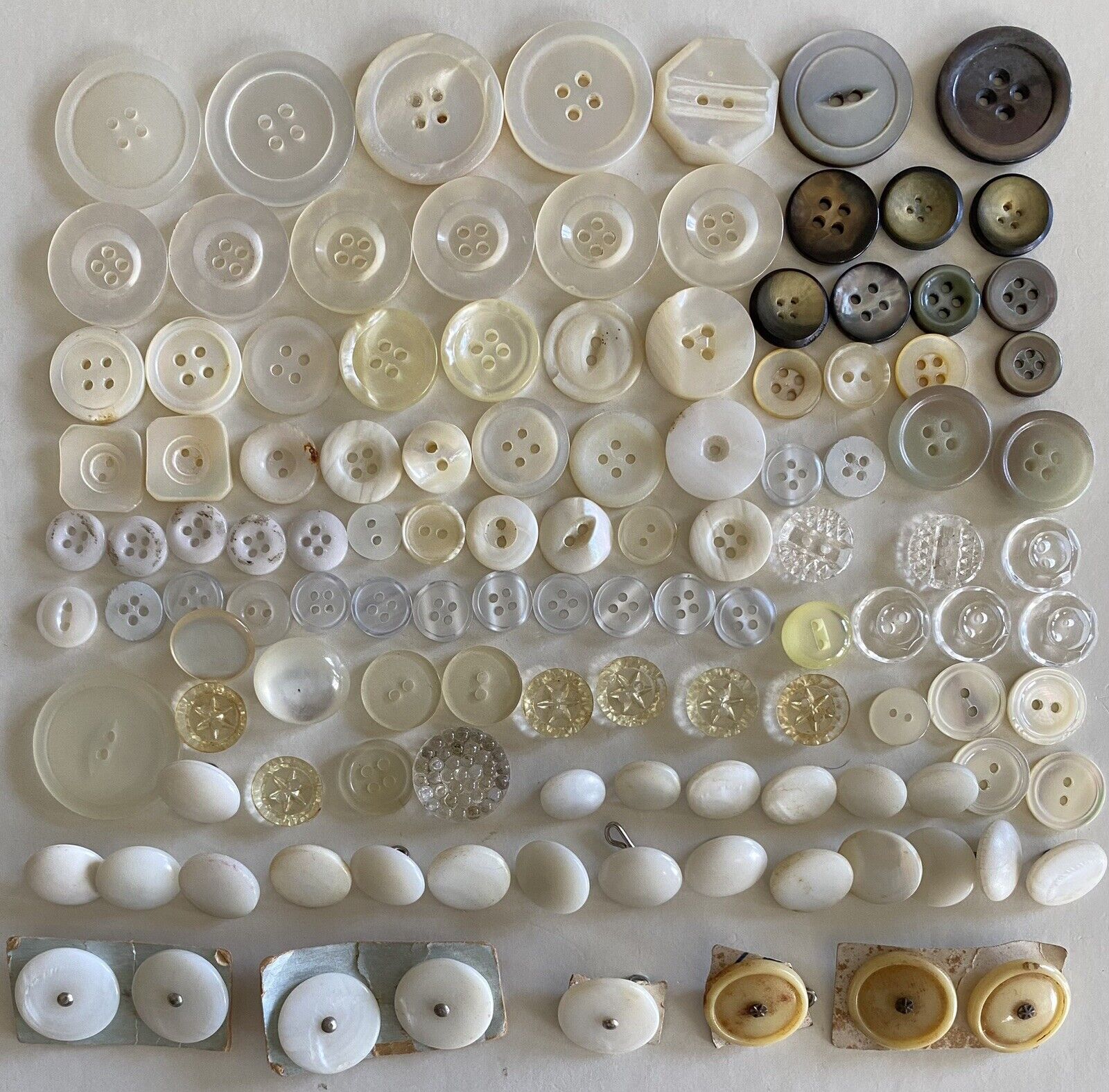 Large Vintage Buttons Lot & Stud-Metal Brass Plastic Ivory White-Bakelite?NO RES