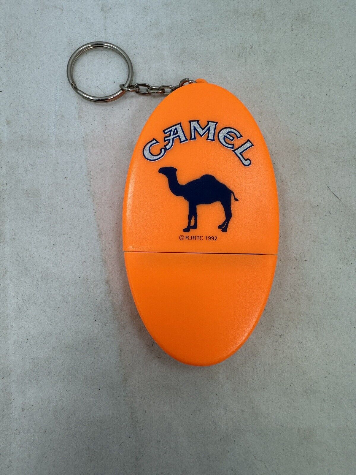 Vintage 1992 Camel Logo Orange Floating Key Chain w/ Butane Cigarette Lighter 