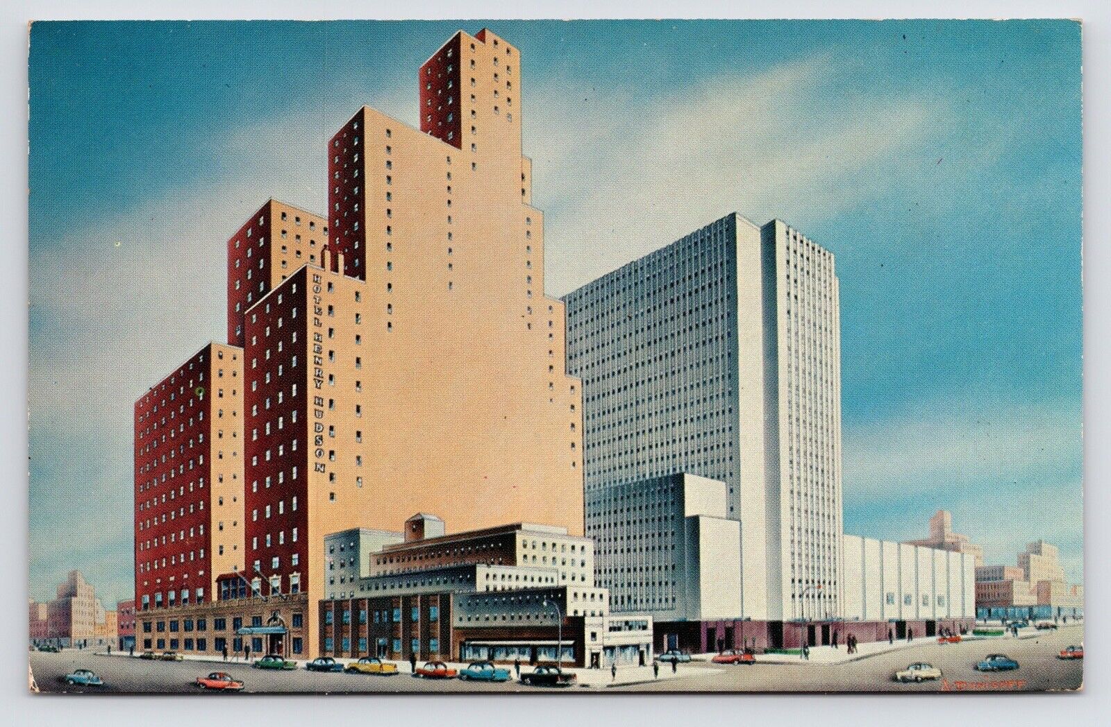 c1950s Henry Hudson Mansion Street View Hotel New York City NYC PC Postcard