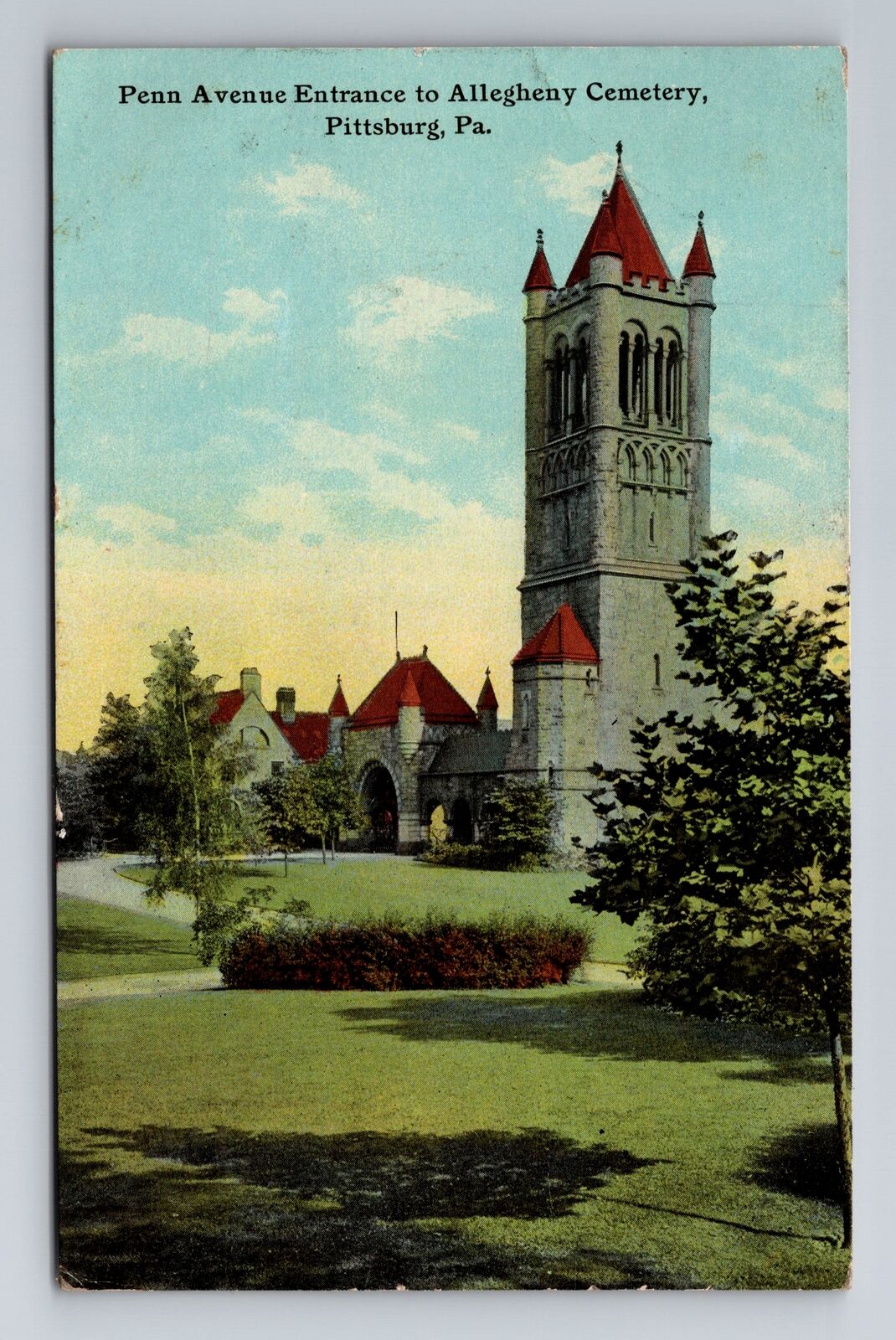 Pittsburgh PA-Pennsylvania, Allegheny Cemetery Entrance, Vintage c1912 Postcard