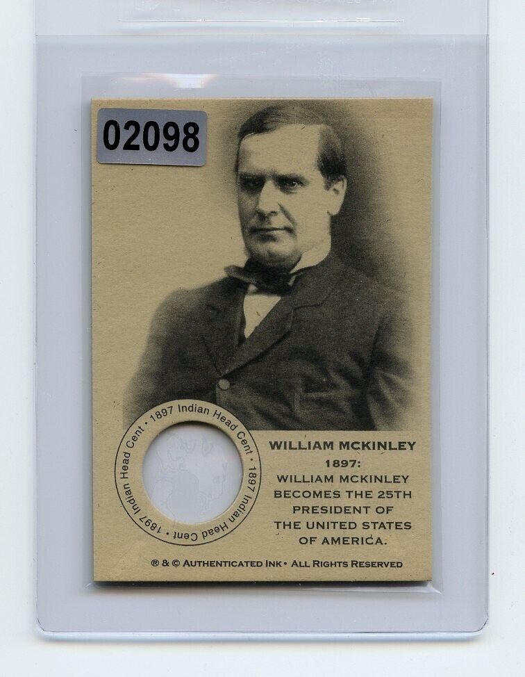#02098 WILLIAM MCKINLEY 1897 Coin Collector Indian Head Penny Card