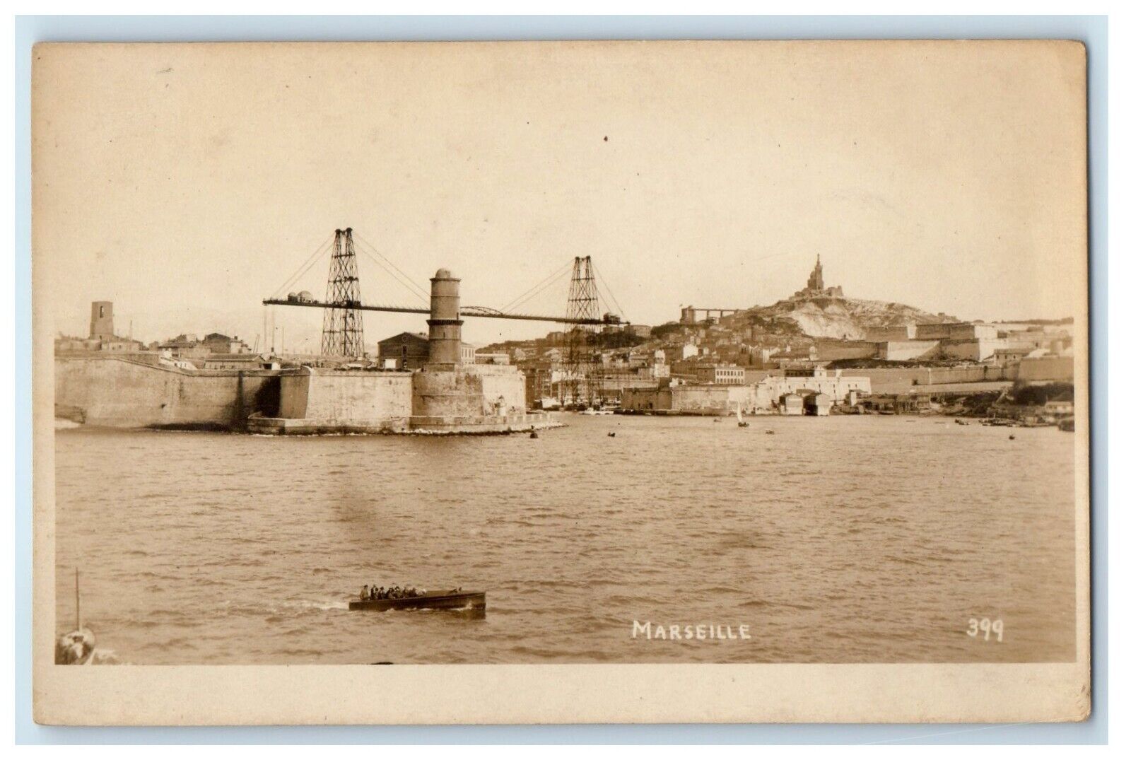 c1920\'s Lake View Canoeing Scene Marseille France RPPC Photo Vintage Postcard