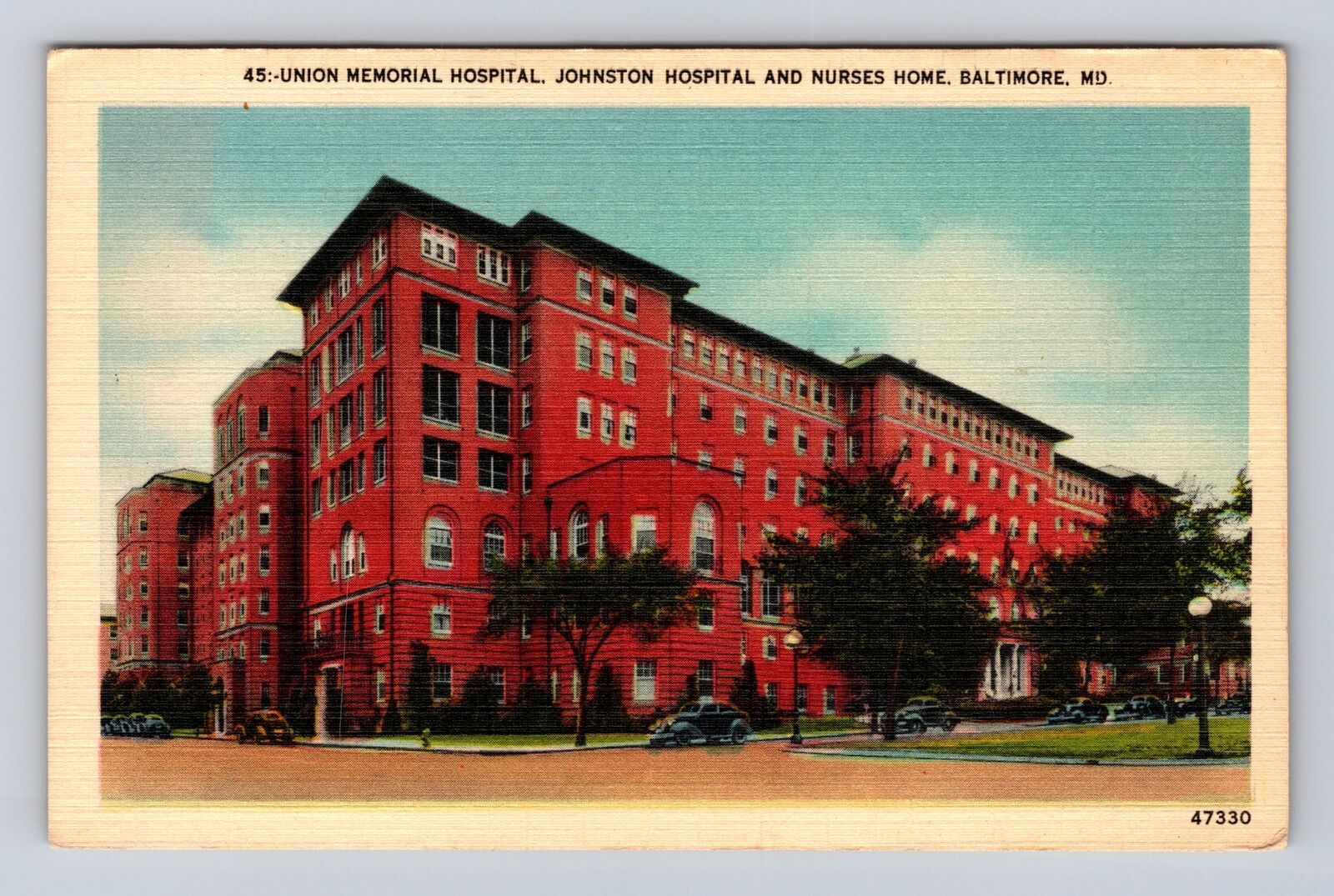 Baltimore MD-Maryland, Union Memorial Hosp, Johnston Hosp, Vintage Card Postcard