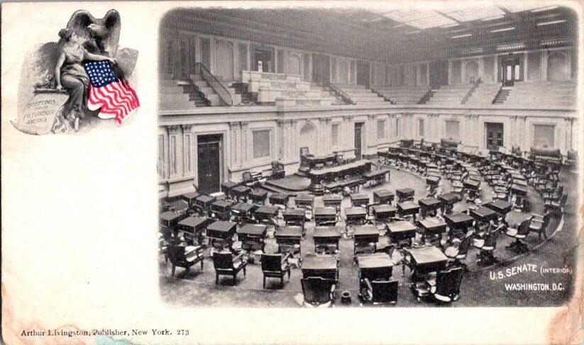 Vintage Postcard U.S. Senate (interior) Washington D.C. c. 1901-1907       F-399