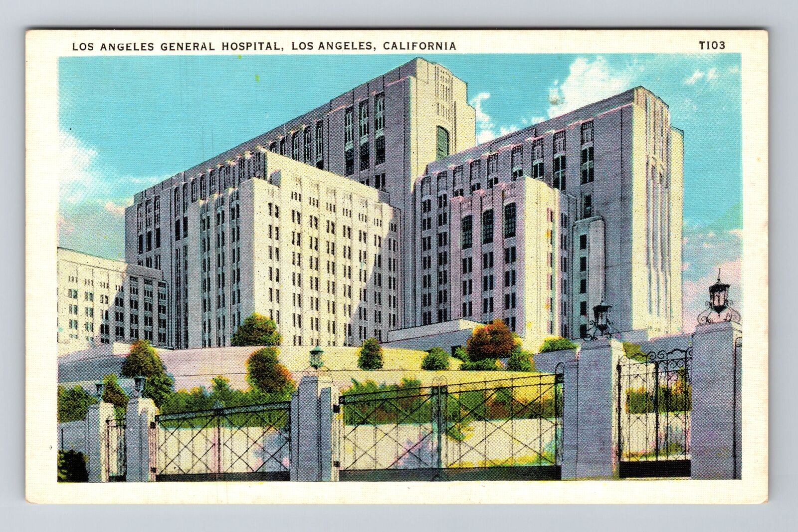 Los Angeles CA-California, Los Angeles Gen. Hospital, Antique Vintage Postcard