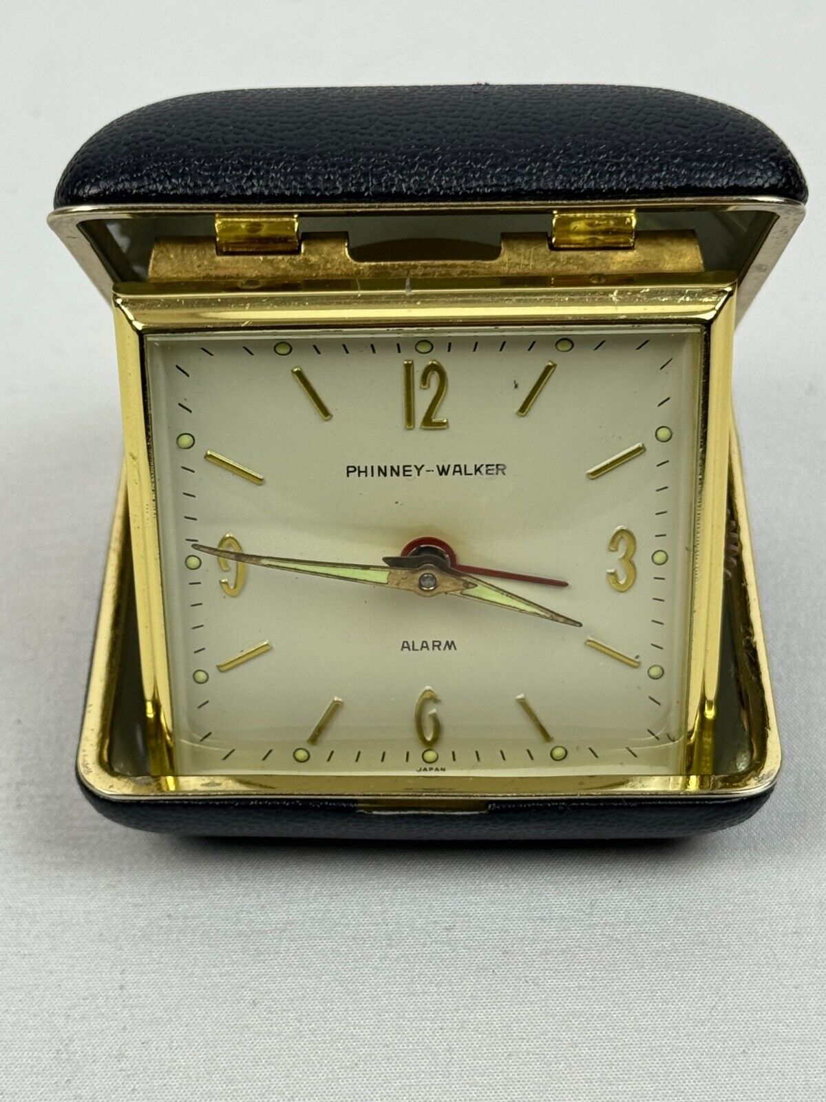 Vintage Phinney-Walker Travel Alarm Clock Glows In Dark Made in Japan TESTED
