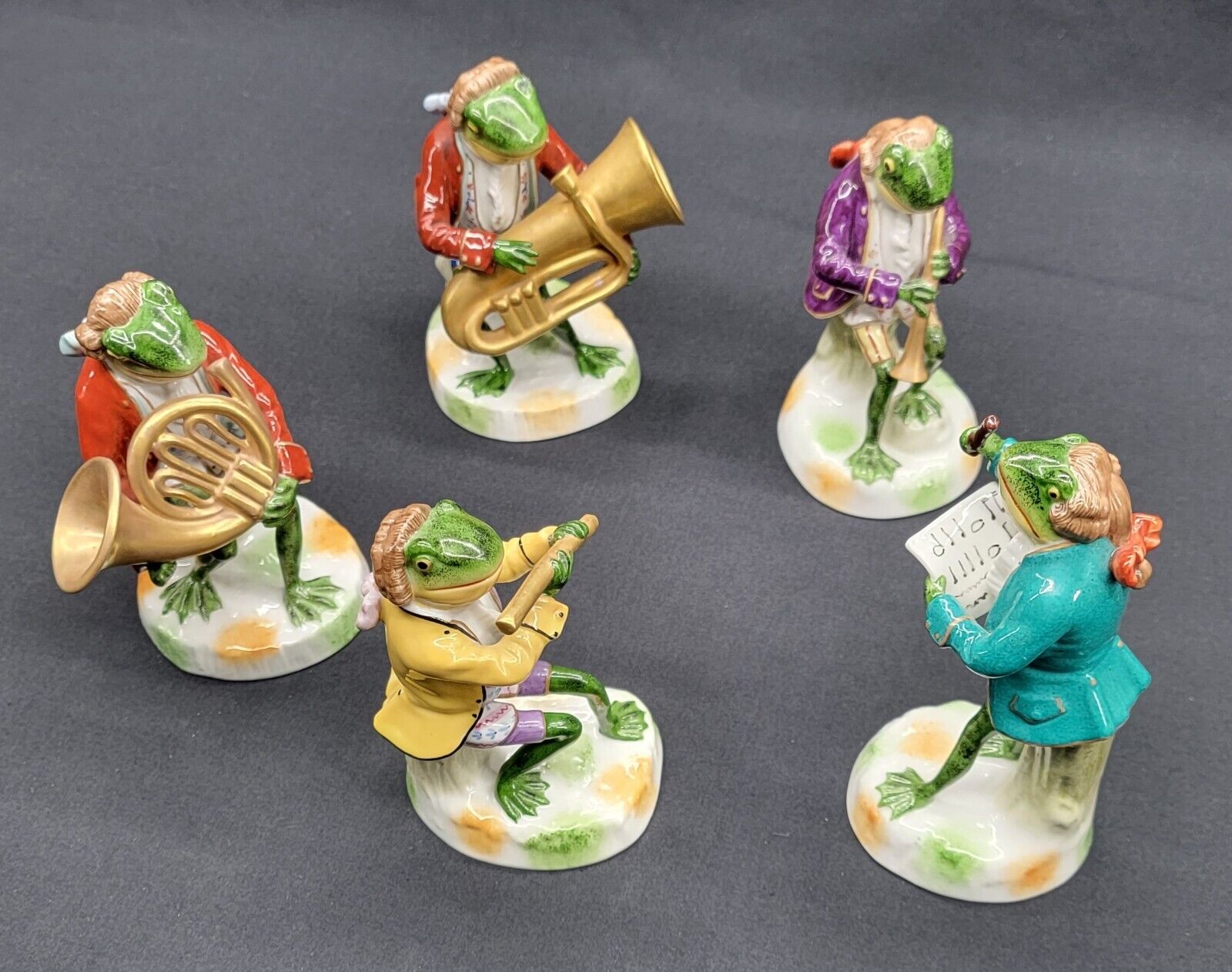 Sitzendorf Porcelain 5 Piece Frog Band - German Musician Figurines