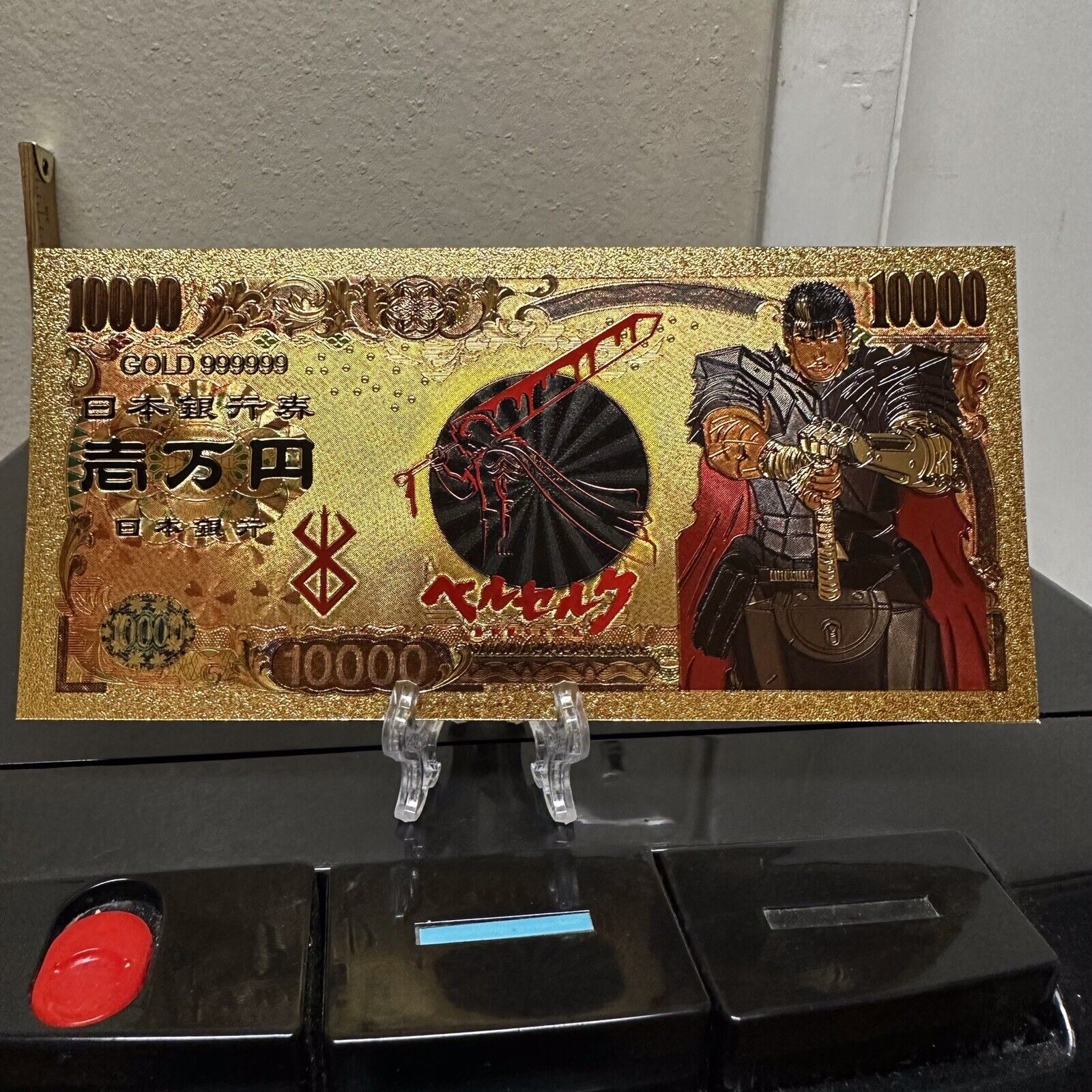 24k Gold Foil Plated Guts Berserk Banknote Anime Collectible
