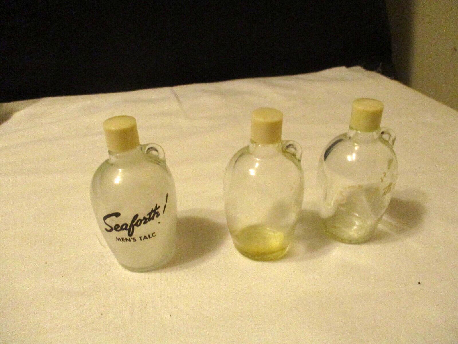 Vintage 1940\'s-50\'s Seaforth Men\'s Talc Glass Jugs Bottles Set of 3
