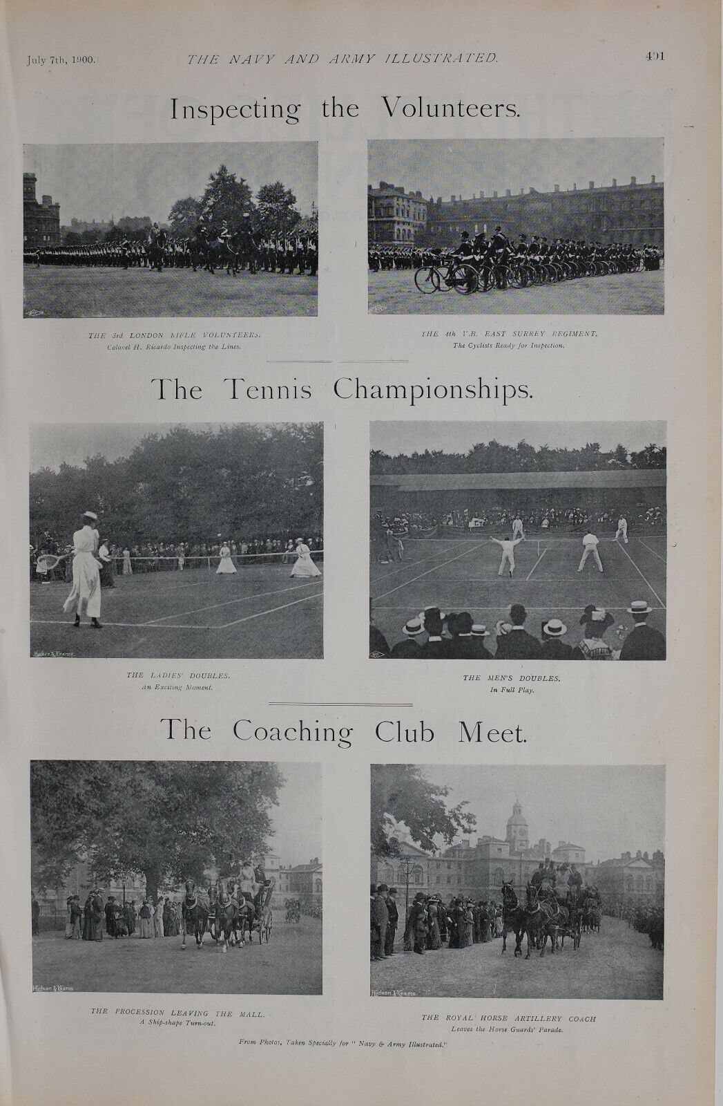 1900 PRINT INSPECTING VOLUNTEERS TENNIS CHAMPIONSHIPS COACHING CLUB MEET