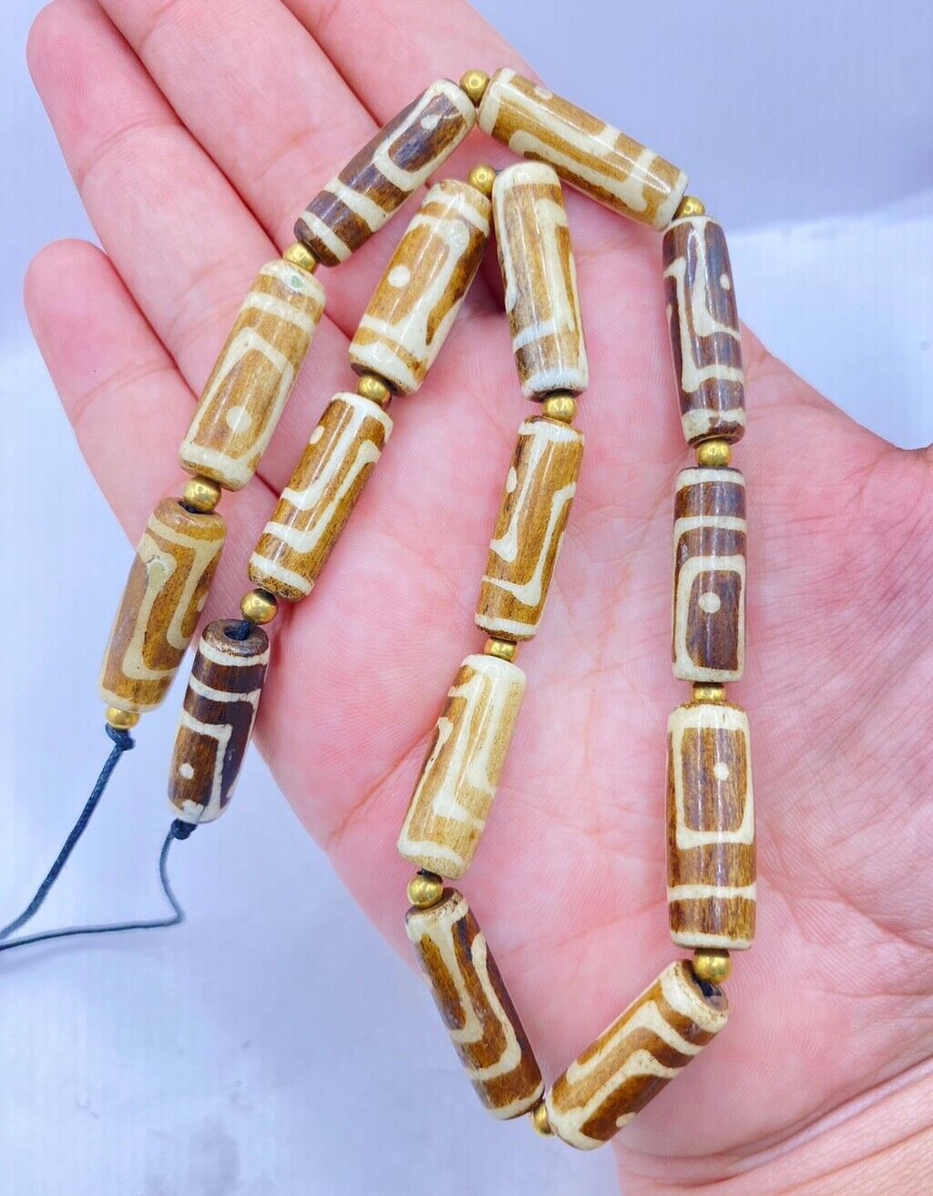 South Asian Burma Old Pumtek pyu beads petrified Wood Stone beads Necklace