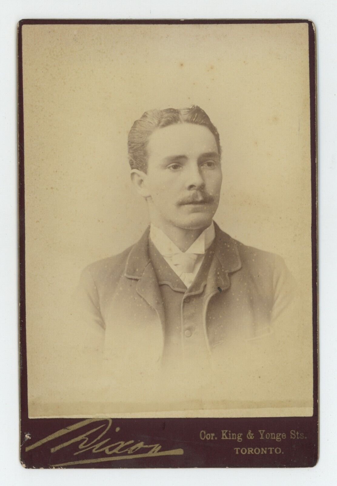 Antique Circa 1880s Cabinet Card Handsome Man Mustache Dixon Toronto, ON Canada