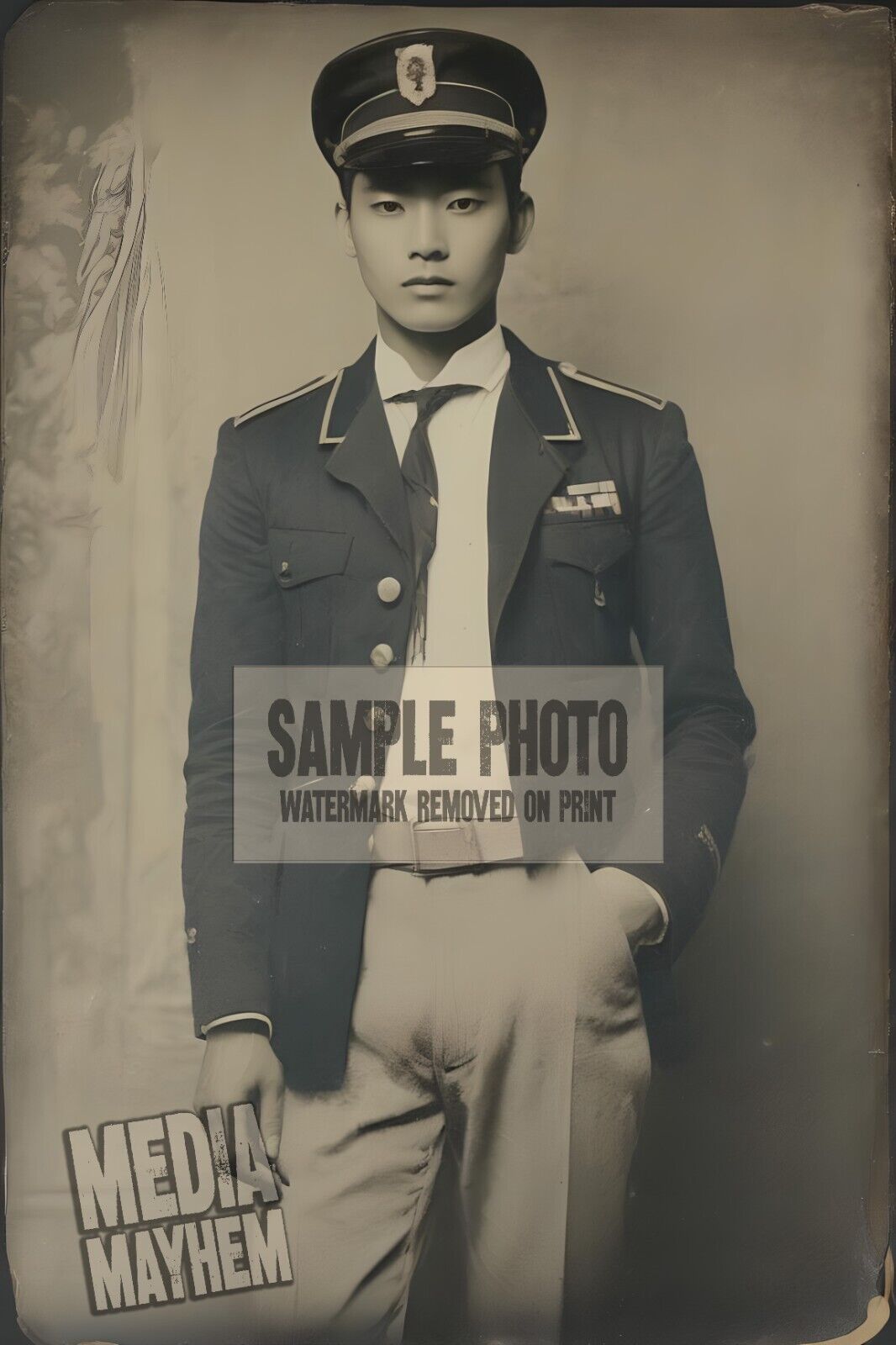 Asian Man Hand in Pocket Uniform  Print 4x6 Gay Interest Photo #716