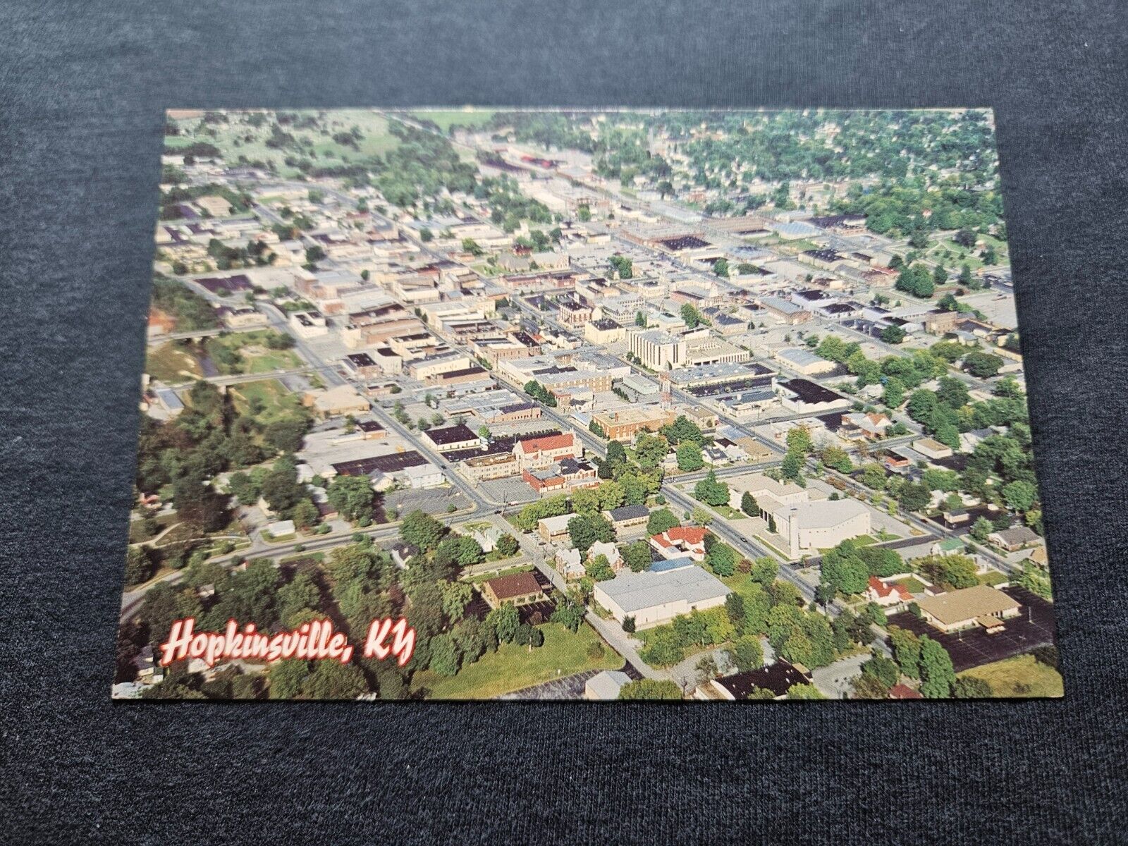 Postcard KY Kentucky Hopkinsville Christian County Low Birds Eye Aerial View