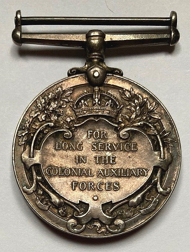 RARE WW1 CANADIAN BRITISH MILITARY COLONIAL AUXILIARY FORCES LONG SERVICE MEDAL