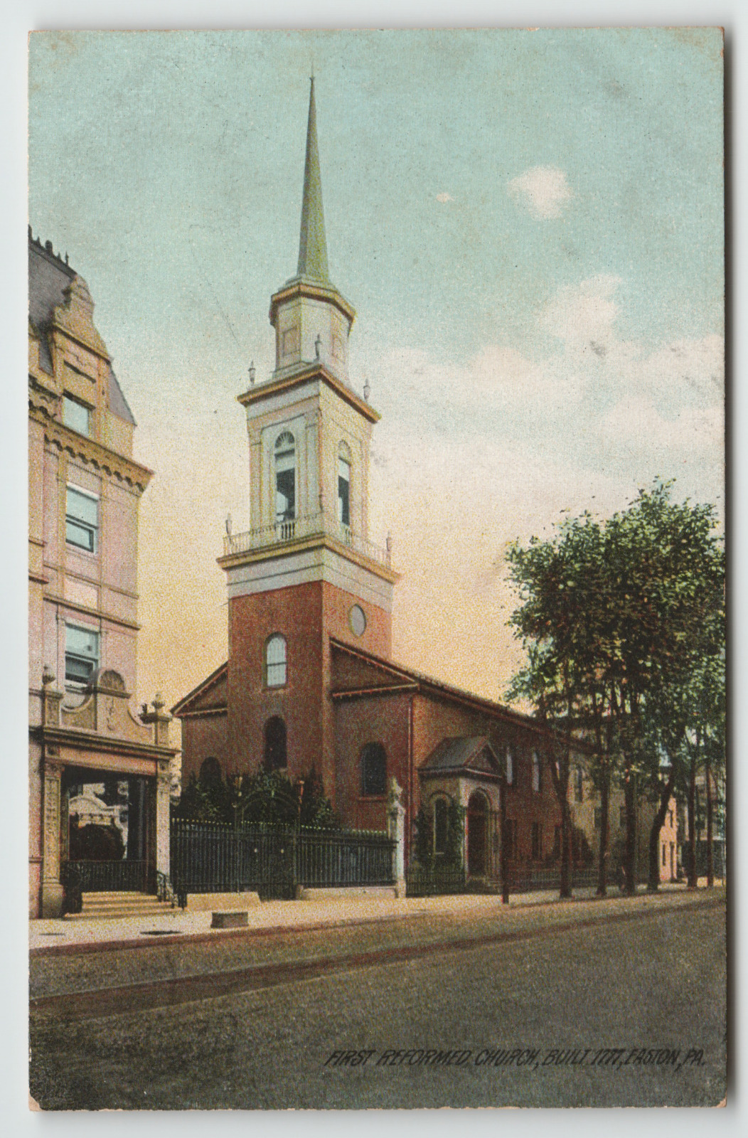 Postcard Vintage First Reformed Church in Easton, PA