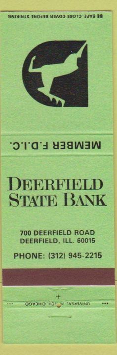 Matchbook Cover - Deerfield State Bank Deerfeild IL