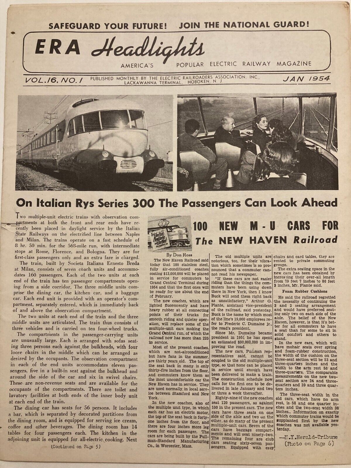 ERA Headlights 1954 Jan New Haven Newark and other US streetcar news
