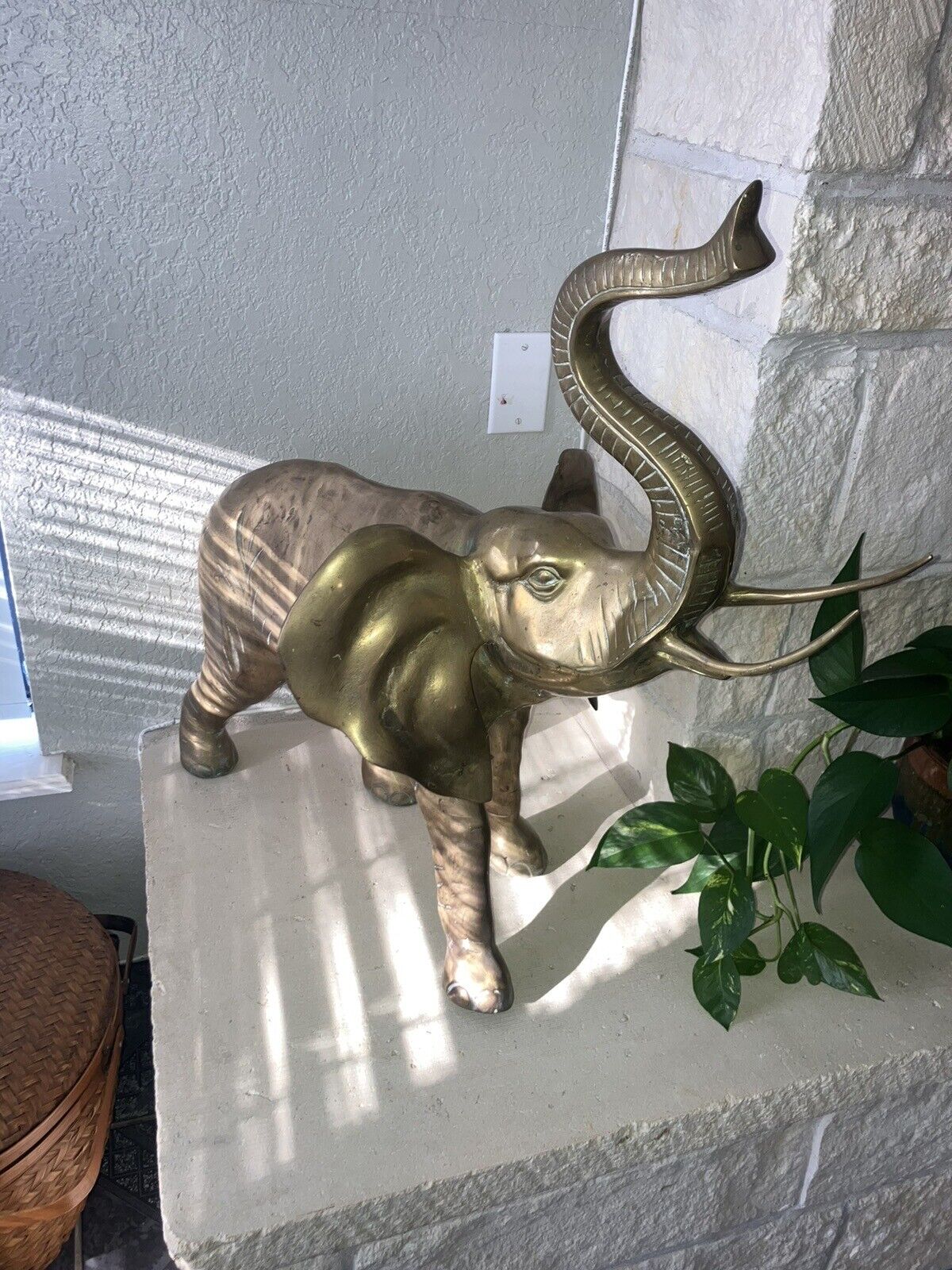 1960s Vintage Monumental Extra Large Brass Elephant Statue HUGE 27” Tall X 30”