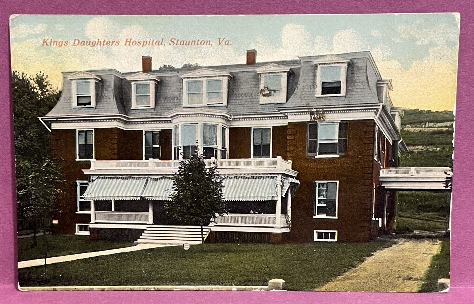 Postcard ~ STAUNTON VA ~ KING\'S DAUGHTERS  HOSPITAL ~ 1910\'s ~