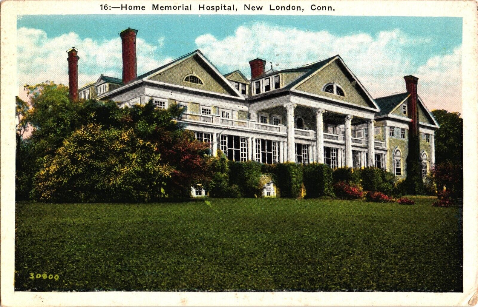 Home Memorial Hospital NEW LONDON Connecticut c1936 Postcard