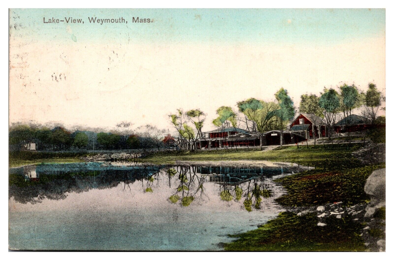 1907 Lake View, Scenic Landscape, Weymouth, MA Postcard