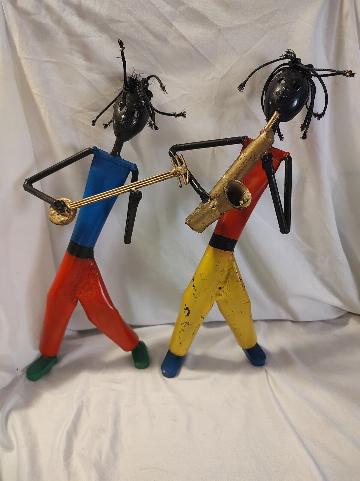 🔥 2X South Africa Band Metal Saxophone And Guitar 16” Welded Figures Rare