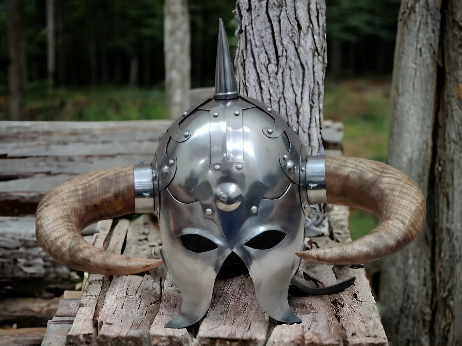 Medieval Death Dealer Helmet Metal Steel With Liner and Chin Strap LARP/Costumes