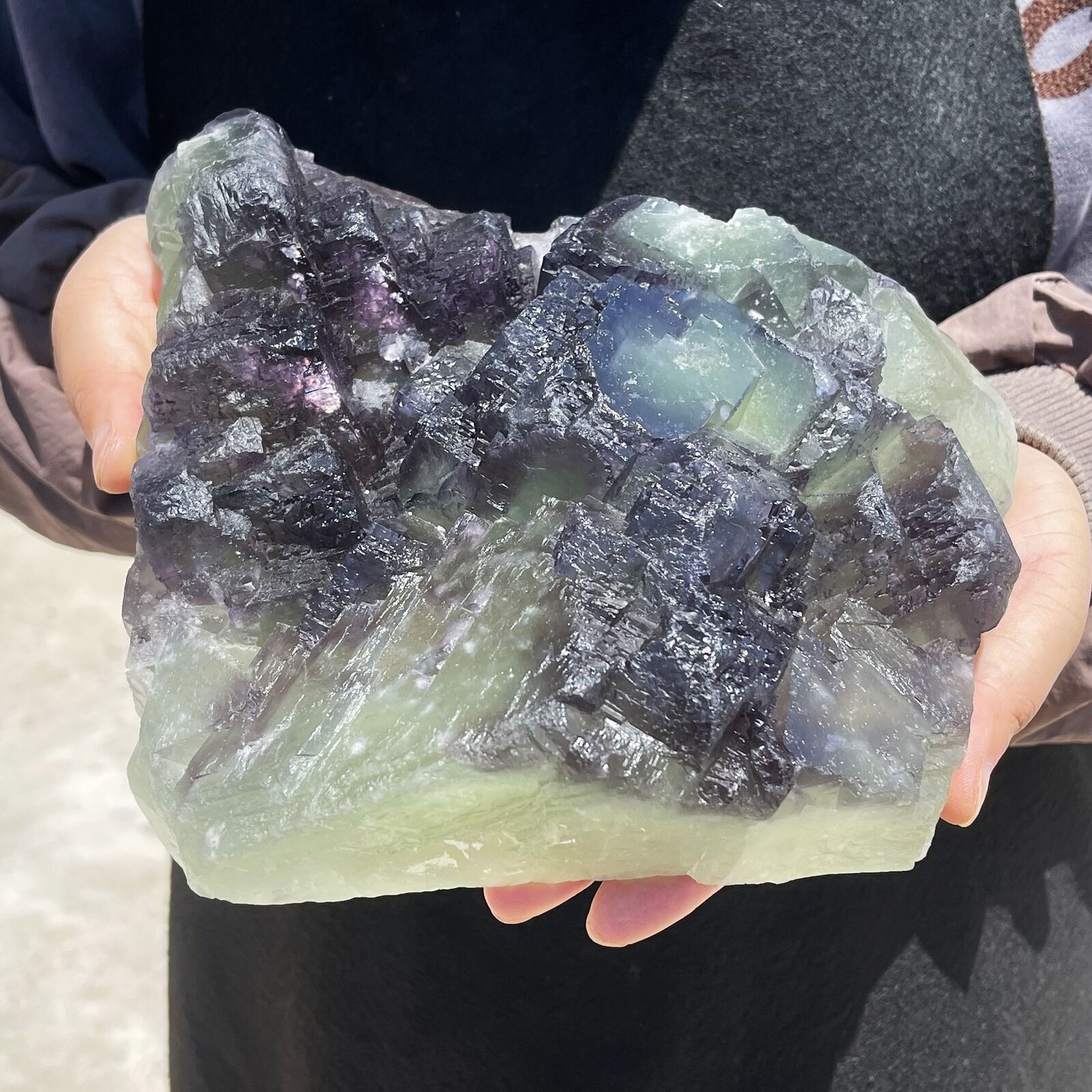 8.1LB Natural Green Fluorite Quartz Calcite Crystal Specimen Healing TQS9296