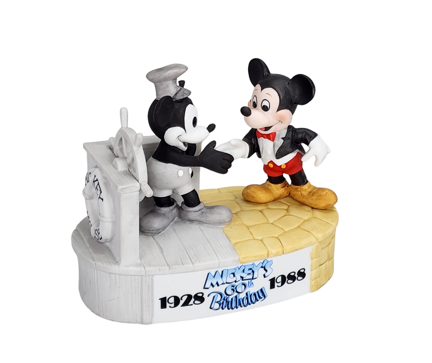 WALT DISNEY 1928 1988 Steamboat Mickey Mouse 60th Birthday Figurine VTG EUC
