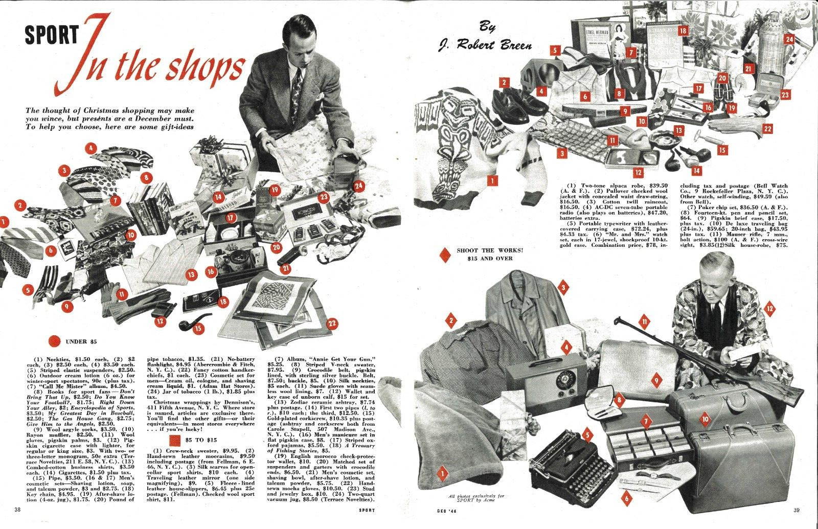 1946 Sport Christmas Gift Idea Shopping Men Centerfold Vintage Magazine Print Ad