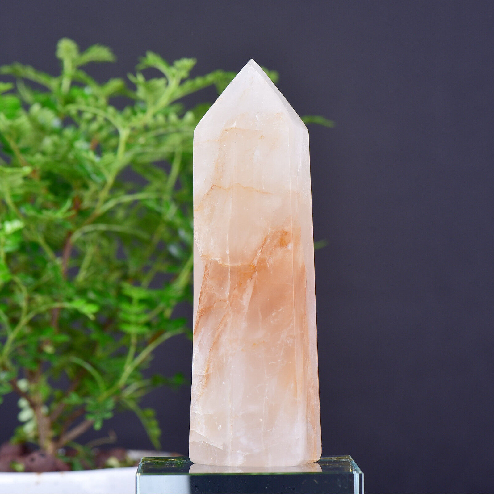 1.1LB Natural yellow gum flower obelisk tower quartz crystal point healing