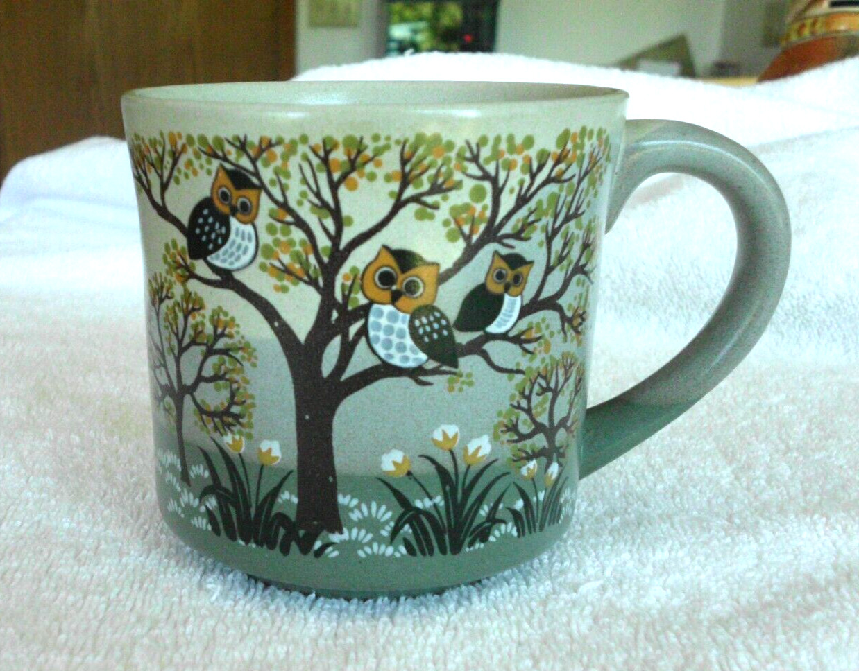 Otagiri ? Owl Family in Tree Coffee Mug Stoneware Cup Japan 