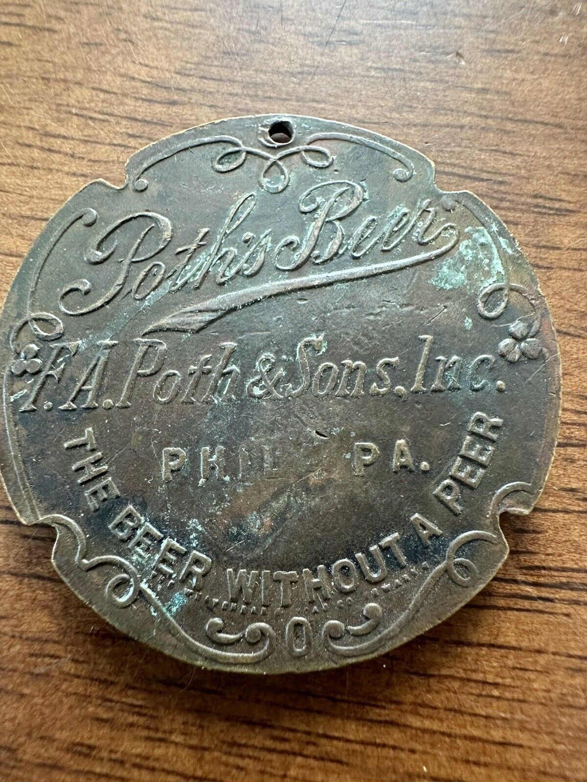 Vtg Poths Beer Philadelphia PA Token Coin F.A. Poth & Sons Inc Elks Reunion 1907