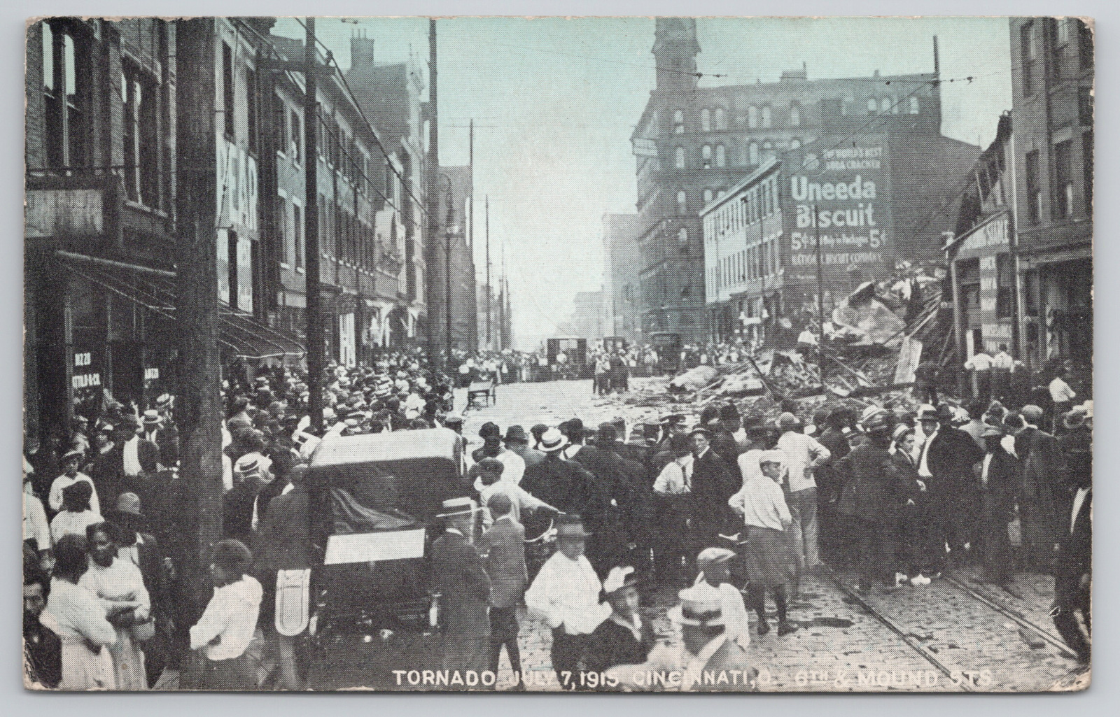 Tornado July 7, 1915 Cincinnati OH 6th & Mound Streets c1915 Postcard - Unposted