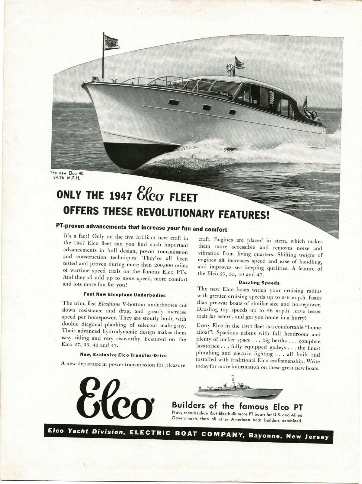 1947 ELCO 40\' Express Cruiser yacht boat 1946 Vintage Print Ad 3