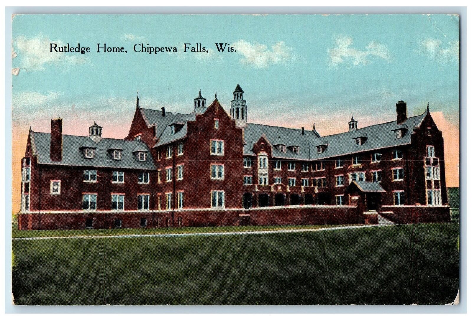 Chippewa Falls Wisconsin WI Postcard Rutledge Home Building Exterior c1910\'s