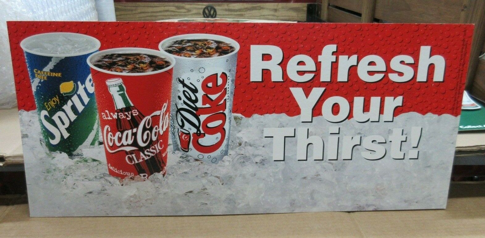 Vintage Coca Cola Sprite Refresh Your Thirst Cardboard Sign Diet Coke Ice A 