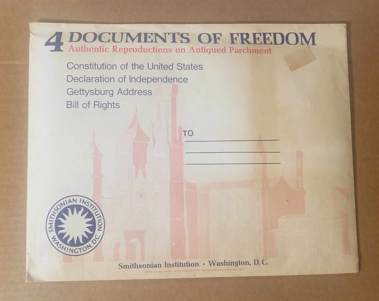 Authentic Reproduction of Antiqued Parchment, 4 Document of Freedom
