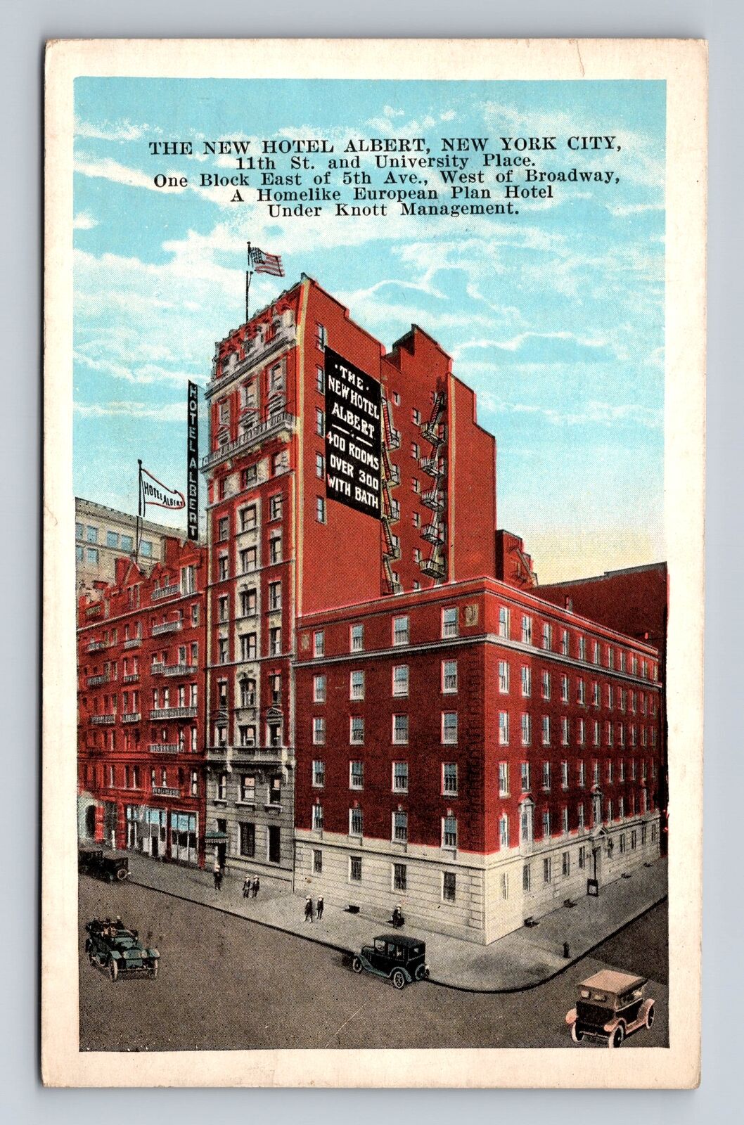 New York City, New Hotel Albert, Advertising, Antique Vintage c1928 Postcard