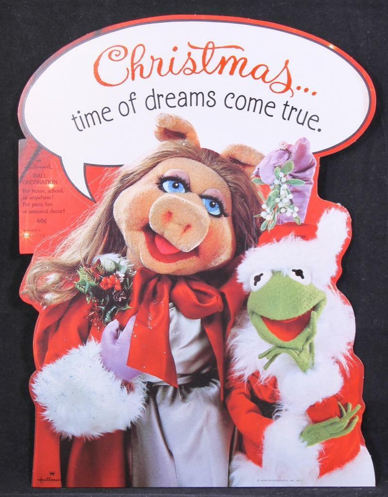 1977 Hallmark Miss Piggy & Kermit Holiday Cut-Out. Made In U.S.A.